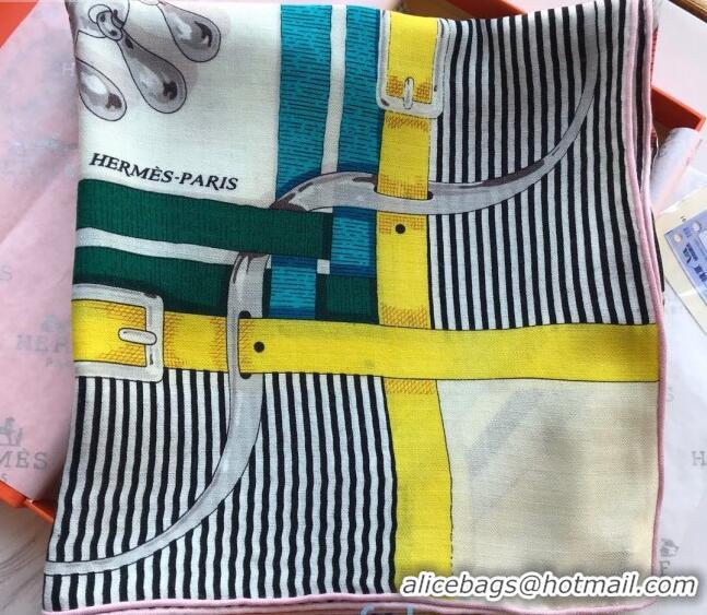 Discount Hermes Silk and Cashmere Square Scarf 140x140cm H2080804 Yellow/White 2020