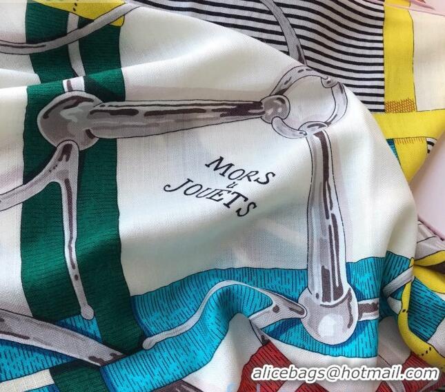 Discount Hermes Silk and Cashmere Square Scarf 140x140cm H2080804 Yellow/White 2020