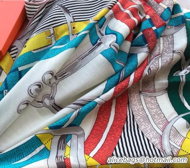 Discount Hermes Silk and Cashmere Square Scarf 140x140cm H2080804 Yellow/White 2020