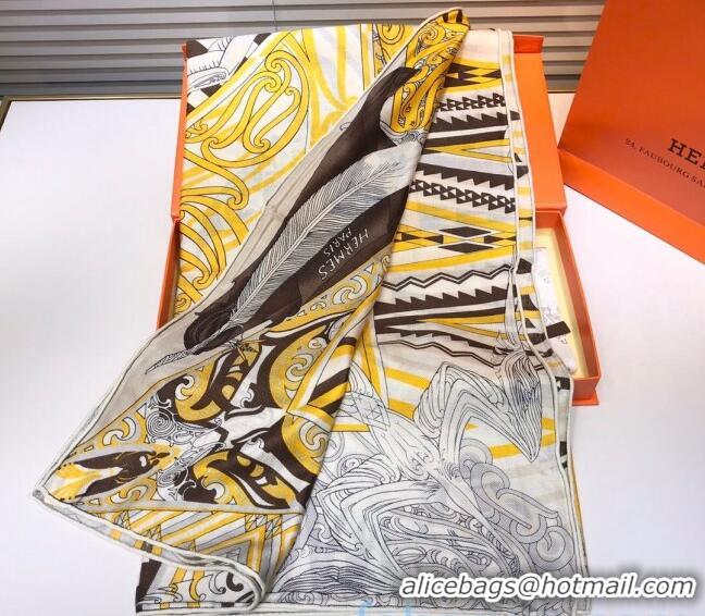 Purchase Hermes Silk and Cashmere Square Scarf 140x140cm H2080805 Yellow 2020