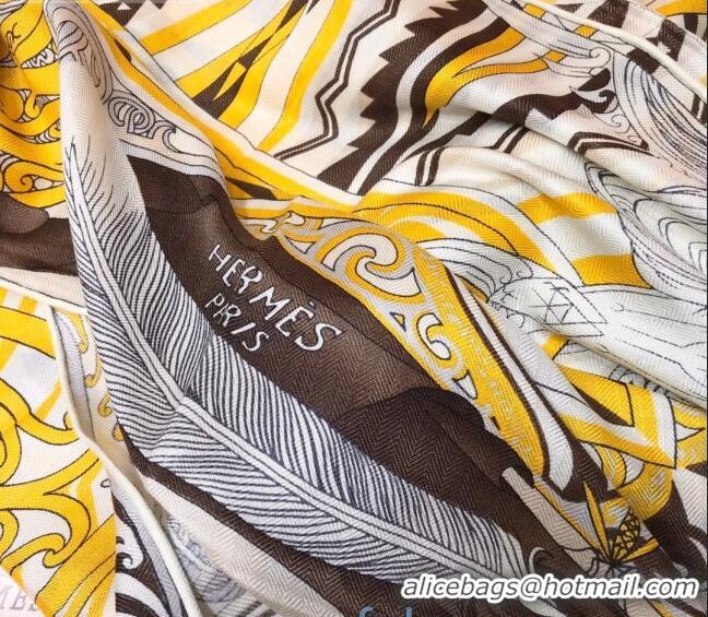 Purchase Hermes Silk and Cashmere Square Scarf 140x140cm H2080805 Yellow 2020