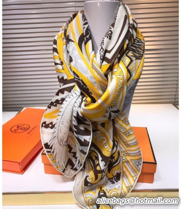 Purchase Hermes Silk and Cashmere Square Scarf 140x140cm H2080805 Yellow 2020