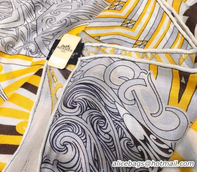 Purchase Hermes Silk and Cashmere Square Scarf 140x140cm H2080805 Yellow 2020