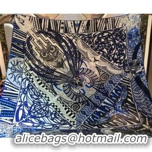 Top Grade Hermes Silk and Cashmere Square Scarf 140x140cm H2080805 Blue 2020