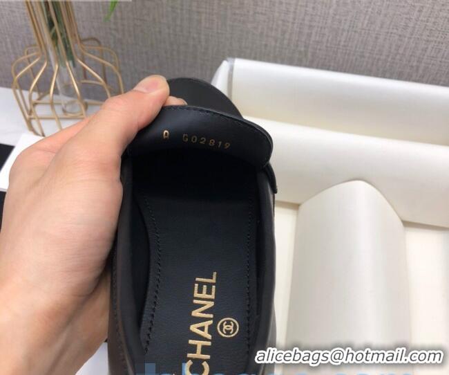 Wholesale Chanel Lambskin Metal CC Flat Loafers C2831 Black 2020