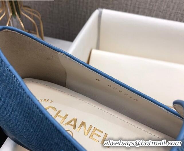 Discount Chanel Denim CC Patch Flat Loafers C2832 Light Blue 2020