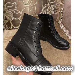 Latest Style Chanel Calfskin CC Front Ankle Boots C2934 Black 2020