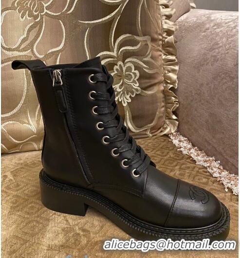 Latest Style Chanel Calfskin CC Front Ankle Boots C2934 Black 2020