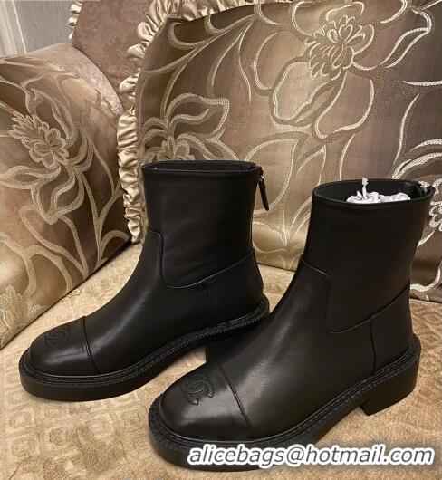 Buy Cheap Chanel Calfskin CC Zip Ankle Boots C2936 Black 2020