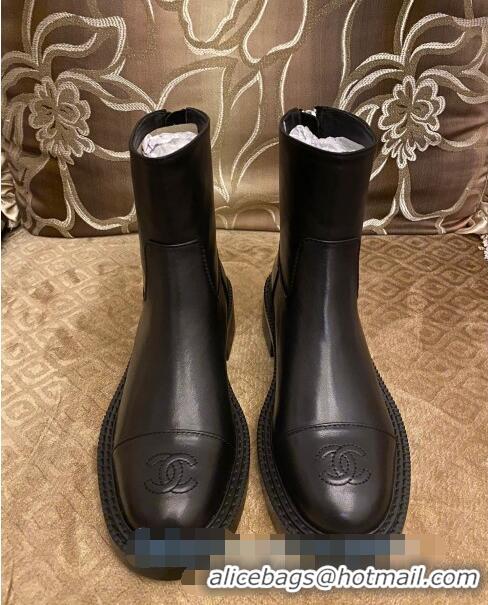 Buy Cheap Chanel Calfskin CC Zip Ankle Boots C2936 Black 2020