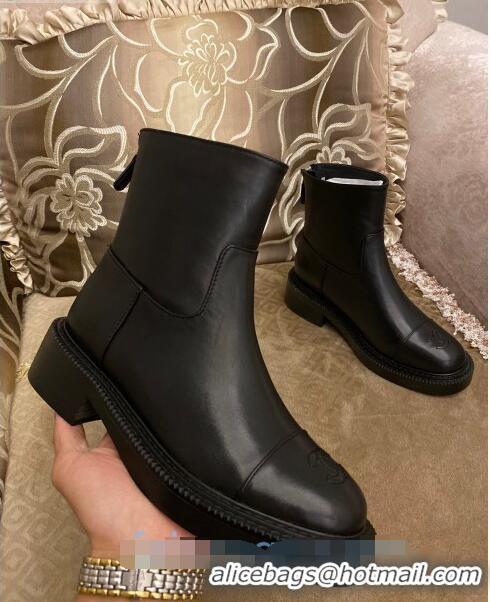 Buy Cheap Chanel Calfskin CC Zip Ankle Boots C2936 Black 2020