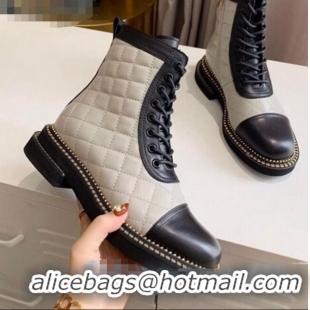 New Fashion Chanel Quilted Calfskin Chain Side Ankle Boots C3118 Gray 2020