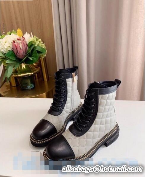 New Fashion Chanel Quilted Calfskin Chain Side Ankle Boots C3118 Gray 2020