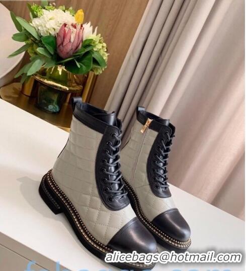 New Fashion Chanel Quilted Calfskin Chain Side Ankle Boots C3118 Gray 2020