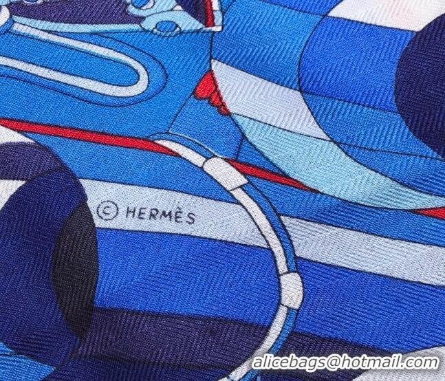 Best Product Hermes Silk and Cashmere Square Scarf 140x140cm H2080817 Blue/Red 2020