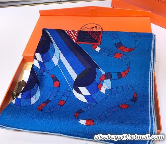 Best Product Hermes Silk and Cashmere Square Scarf 140x140cm H2080817 Blue/Red 2020