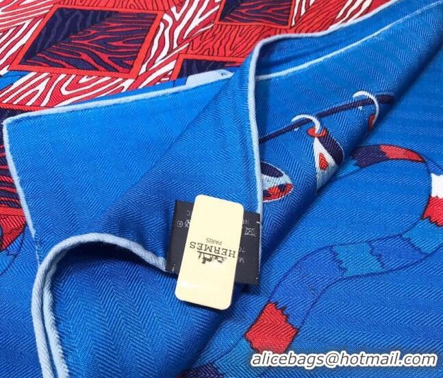 Best Product Hermes Silk and Cashmere Square Scarf 140x140cm H2080817 Blue/Red 2020