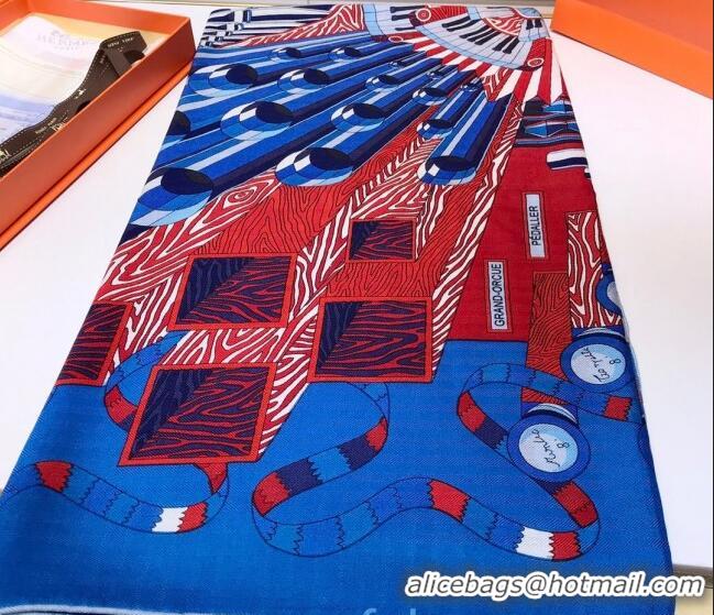 Best Product Hermes Silk and Cashmere Square Scarf 140x140cm H2080817 Blue/Red 2020