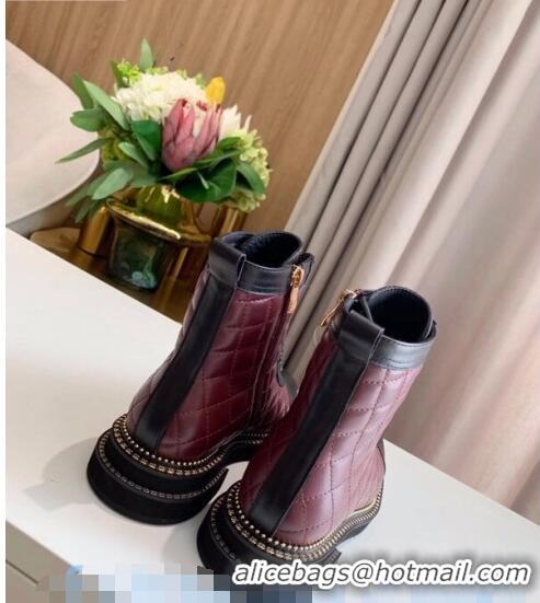 Discount Chanel Quilted Calfskin Chain Side Ankle Boots C3118 Burgundy 2020