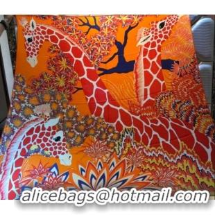 Luxurious Hermes Silk and Cashmere Square Scarf 140x140cm H2081001 Orange 2020