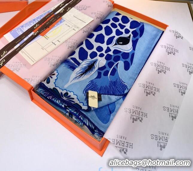 Trendy Design Hermes Silk and Cashmere Square Scarf 140x140cm H2081002 Blue 2020