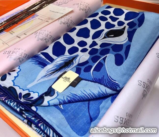 Trendy Design Hermes Silk and Cashmere Square Scarf 140x140cm H2081002 Blue 2020