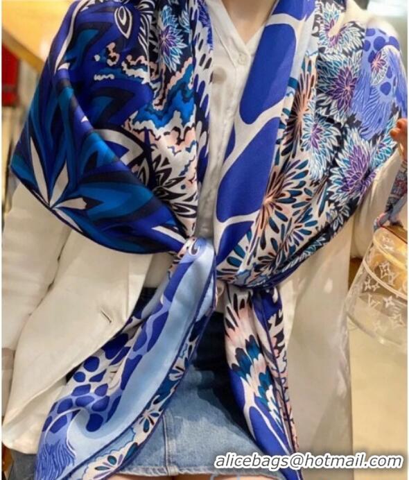 Trendy Design Hermes Silk and Cashmere Square Scarf 140x140cm H2081002 Blue 2020