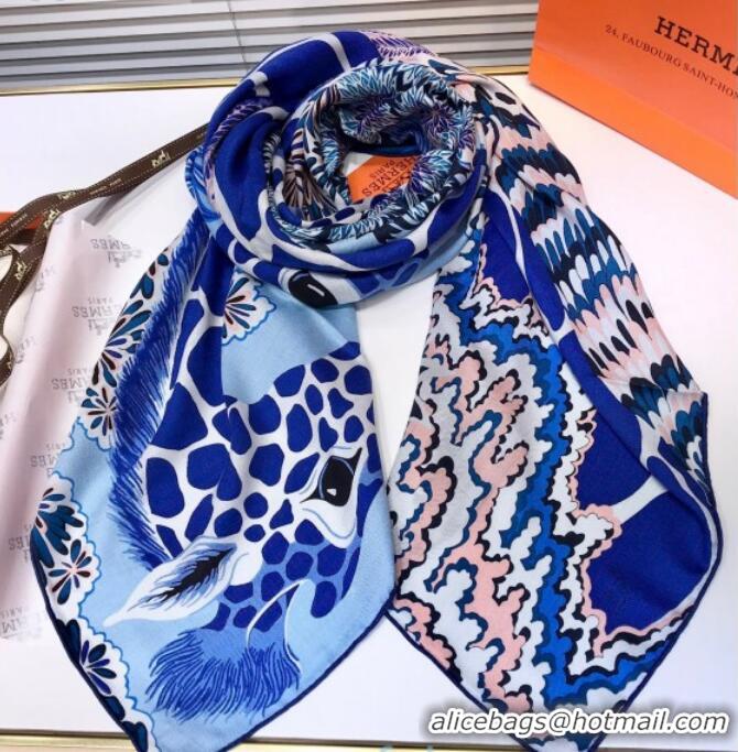 Trendy Design Hermes Silk and Cashmere Square Scarf 140x140cm H2081002 Blue 2020