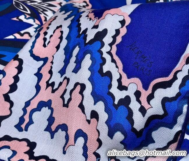 Trendy Design Hermes Silk and Cashmere Square Scarf 140x140cm H2081002 Blue 2020