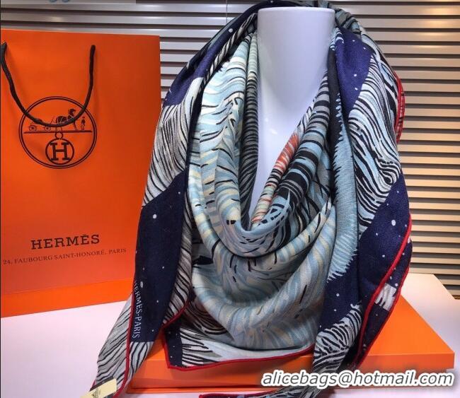 Most Popular Hermes Silk and Cashmere Square Scarf 140x140cm H2081004 Deep Blue 2020