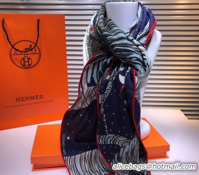 Most Popular Hermes Silk and Cashmere Square Scarf 140x140cm H2081004 Deep Blue 2020