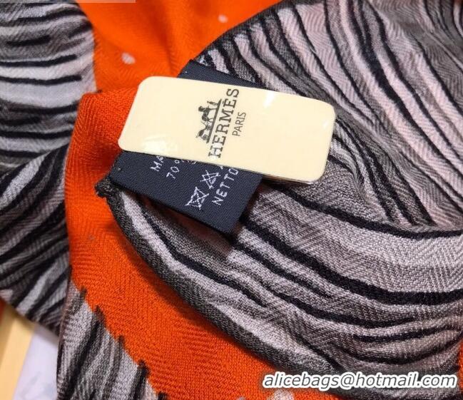 Good Looking Hermes Silk and Cashmere Square Scarf 140x140cm H2081005 Orange 2020