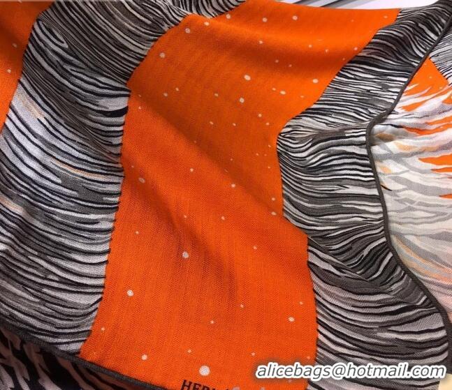 Good Looking Hermes Silk and Cashmere Square Scarf 140x140cm H2081005 Orange 2020