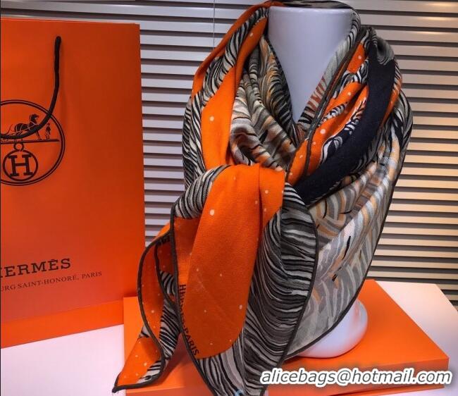 Good Looking Hermes Silk and Cashmere Square Scarf 140x140cm H2081005 Orange 2020