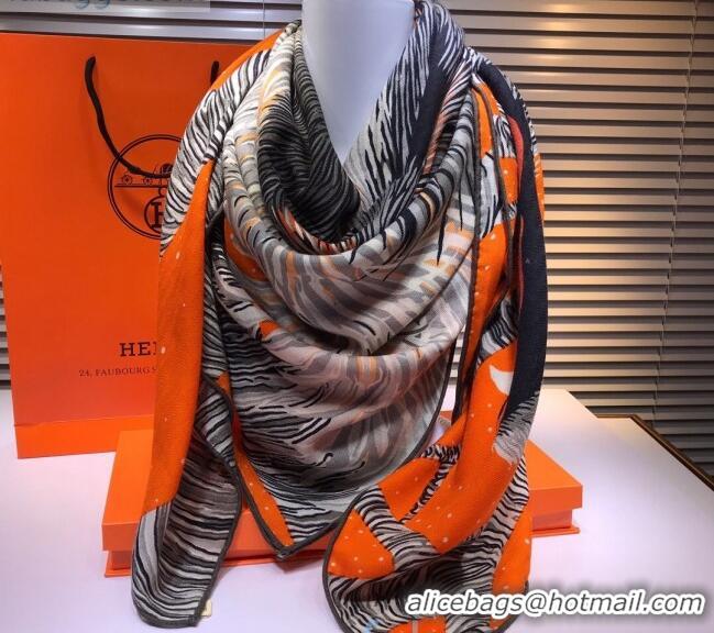 Good Looking Hermes Silk and Cashmere Square Scarf 140x140cm H2081005 Orange 2020