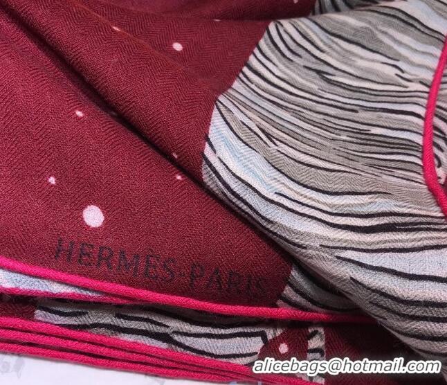 Hot Style Hermes Silk and Cashmere Square Scarf 140x140cm H2081005 Burgundy 2020