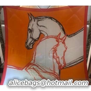 Durable Hermes Horse Silk & Cashmere Square Scarf 140x140cm H2081007 Orange 2020