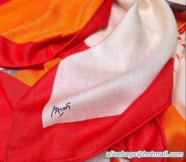 Durable Hermes Horse Silk & Cashmere Square Scarf 140x140cm H2081007 Orange 2020