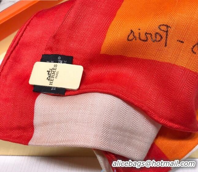 Durable Hermes Horse Silk & Cashmere Square Scarf 140x140cm H2081007 Orange 2020