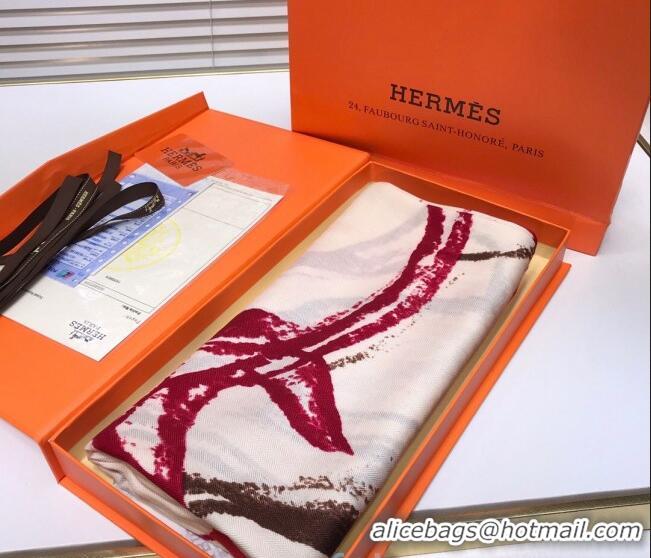 Fashion Hermes Horse Silk & Cashmere Square Scarf 140x140cm H2081010 Beige 2020