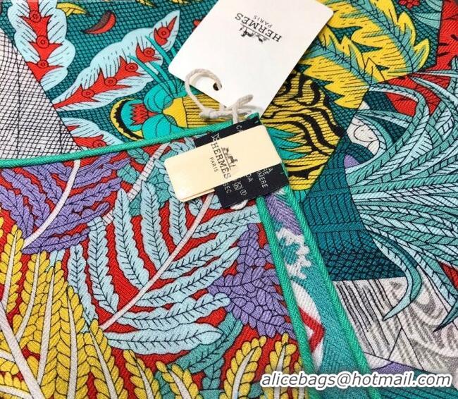 Duplicate Hermes Silk & Cashmere Square Scarf 140x140cm H2081011 Green 2020 