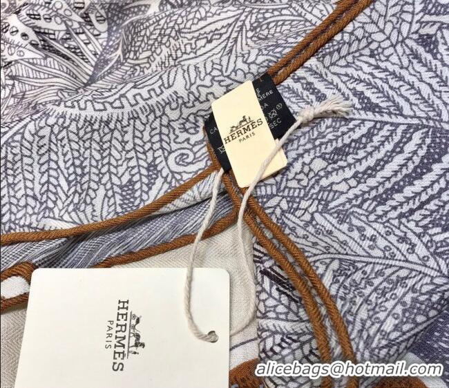 Popular Style Hermes Silk & Cashmere Square Scarf 140x140cm H2081012 Grey 2020