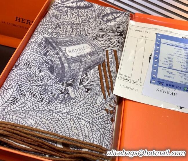 Popular Style Hermes Silk & Cashmere Square Scarf 140x140cm H2081012 Grey 2020