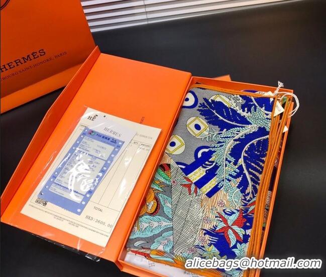 Luxury Hermes Silk & Cashmere Square Scarf 140x140cm H2081013 Orange/Pink 2020