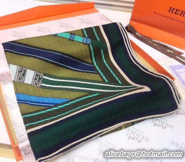 Shop Duplicate Hermes Silk & Cashmere Square Scarf 140x140cm H2081014 Olive 2020