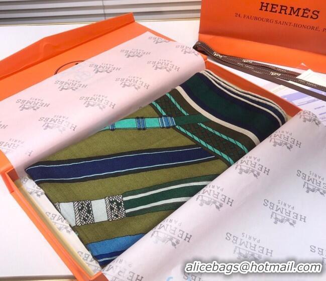 Shop Duplicate Hermes Silk & Cashmere Square Scarf 140x140cm H2081014 Olive 2020