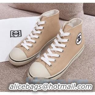 Buy Cheap Chanel Canvas High-Top Sneakers C0901 Beige 2020