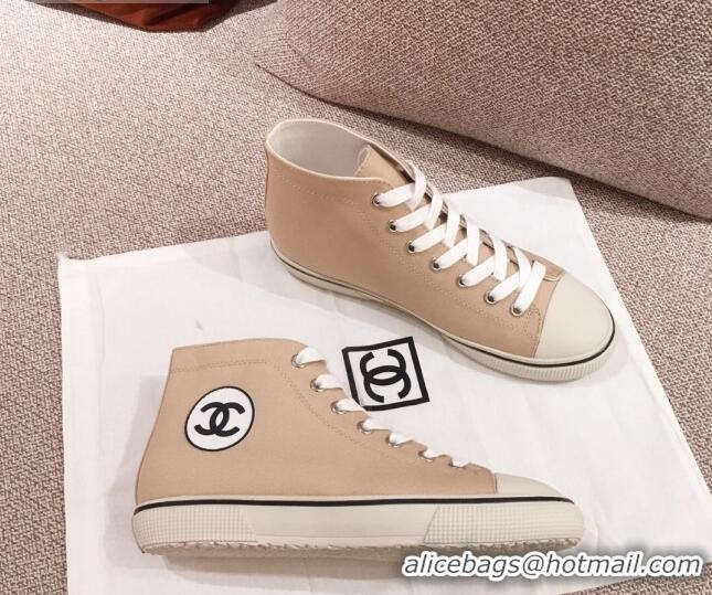 Buy Cheap Chanel Canvas High-Top Sneakers C0901 Beige 2020