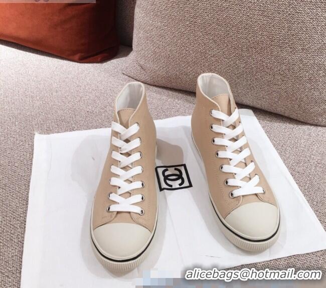 Buy Cheap Chanel Canvas High-Top Sneakers C0901 Beige 2020