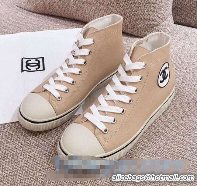 Buy Cheap Chanel Canvas High-Top Sneakers C0901 Beige 2020